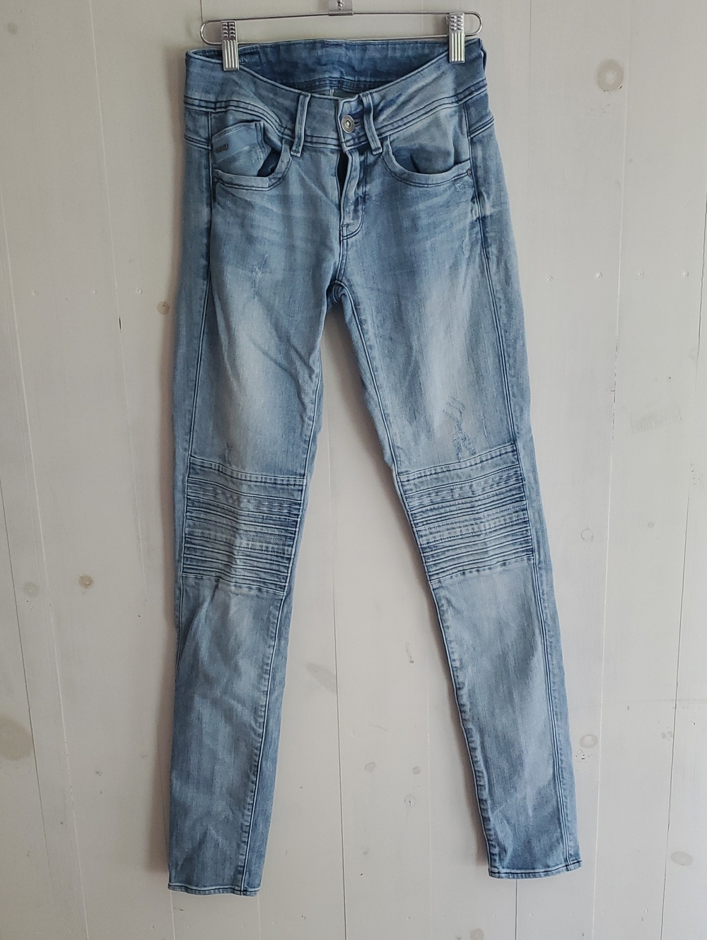G-Star Light Blue Ribbed Knee Skinny Jeans